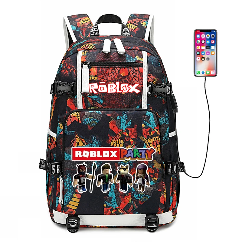 

Roblox Party Print Game Back Pack Oxford School Bags Waterproof Travel Backpack USB Charging Laptop Backpack Roblox Bagpack