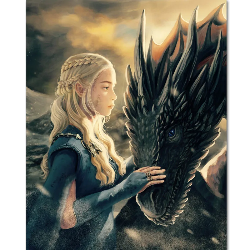 

New Game of Thrones Silk Posters Wall Art Prints Painting Living Room Decoration Daenerys Decorative Pictures