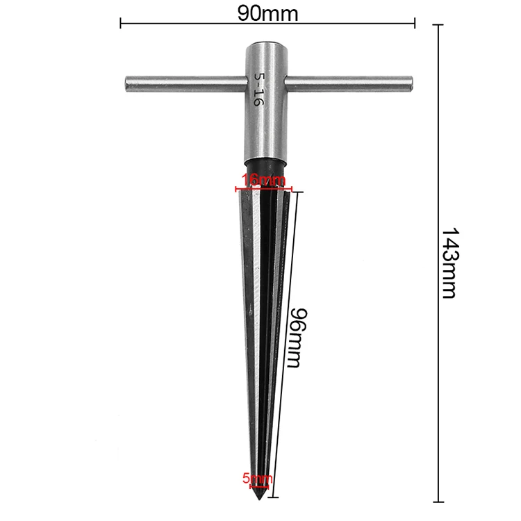 5 мм-16 мм Мост штифт отверстие ручной развёртки Т-образной ручкой конические 6 рифленая фаска перемалывания работник по дереву режущий инструмент