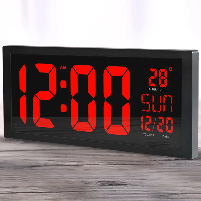 Большие электронные настенные часы с большим экраном, настольные светодиодный цифровые часы с календарем, термометром, экономия дневного света для кухонных часов