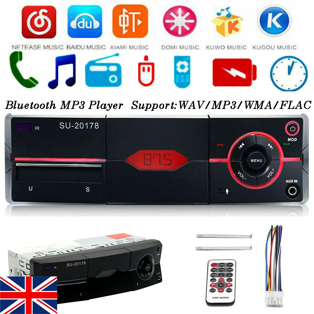 1Din авто радио AUX аудио AM/FM SD Bluetooth стерео MP3 плеер головное устройство