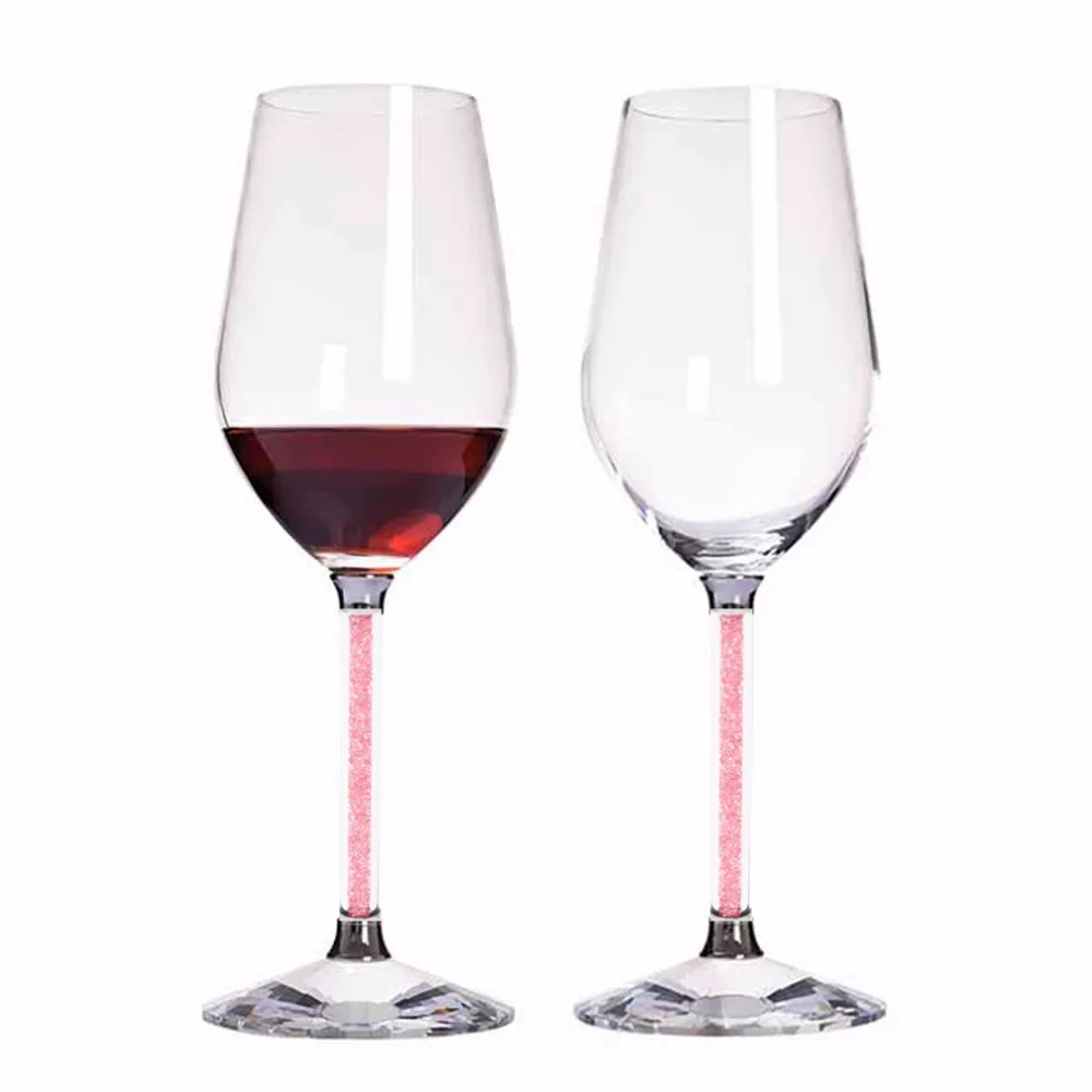 470ML Goblet Wine Glass Unique Colorful Acrylic Gold Rhinestones Style