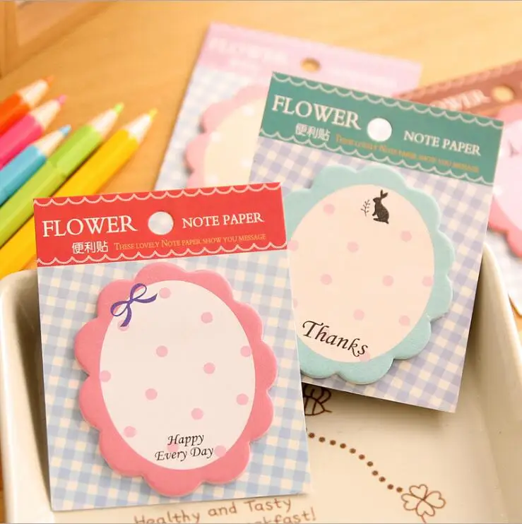 

10 Pieces Lytwtw's Creative Korean Sticky Notes Stationery Post Notepad Filofax Memo Pads Office Supplies School Flowers Floral