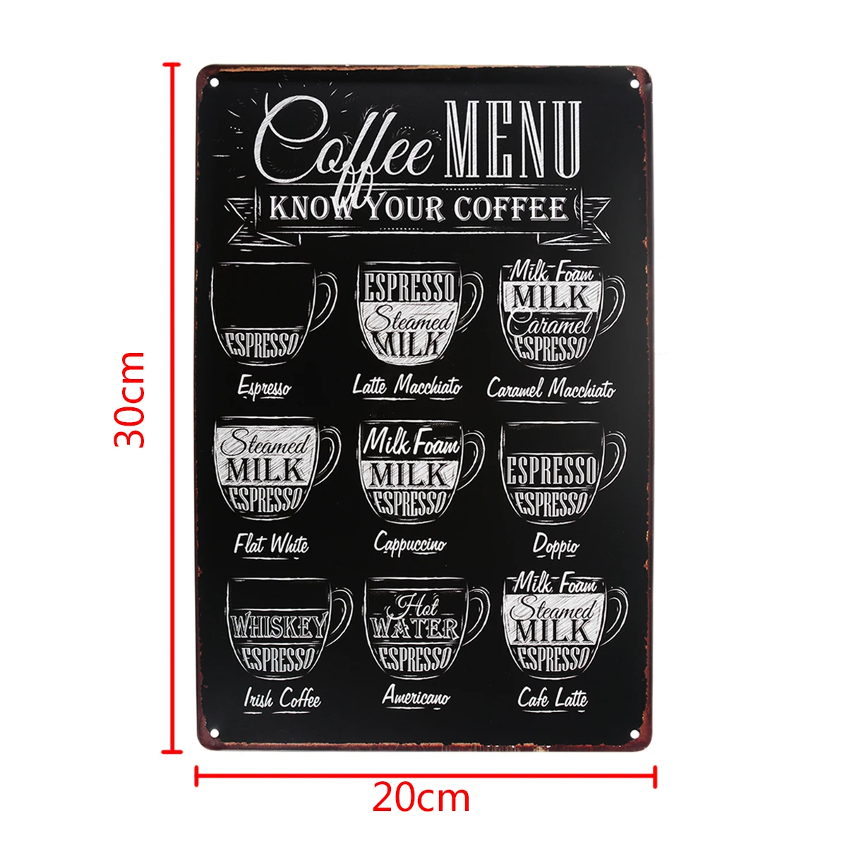 New Retro Coffee Menu Tin Sign Poster Metal Vintage Art Menu Poster Fashion  Bar Pub Cafe Wall Sign Cared Home Decor