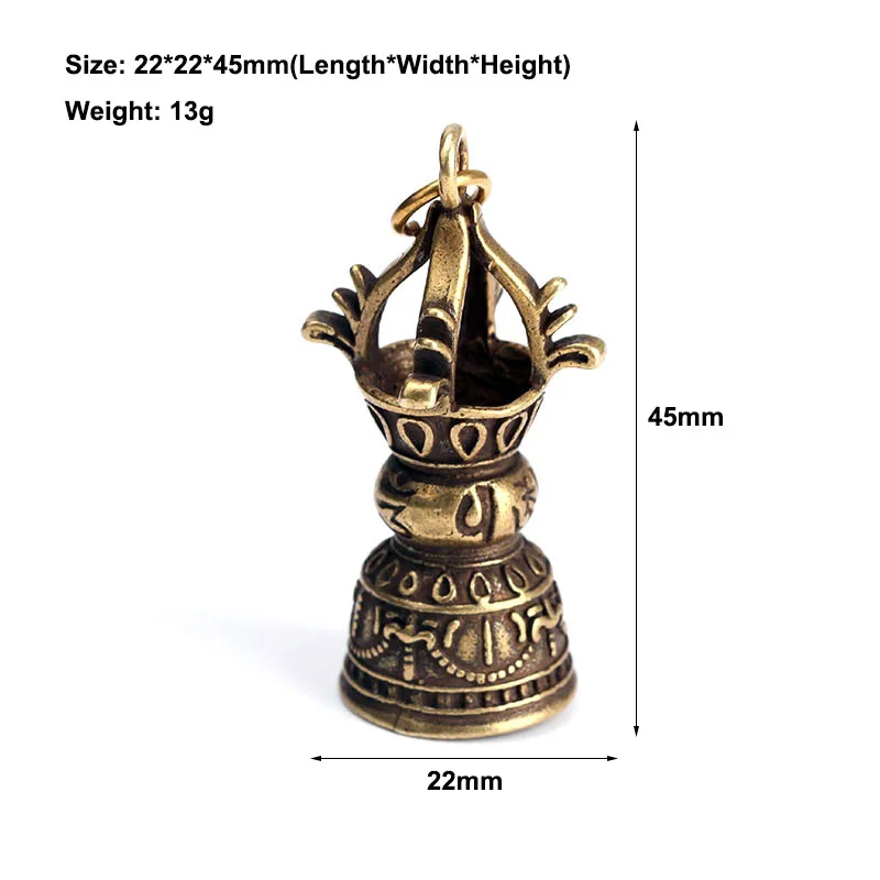Латунная буддистская Ваджра брелок с колокольчиком Подвески Античная медь шесть слов Admonition Ом Мани падмей Хум счастливый брелки избежать зла
