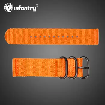 

20mm Orange Army Watchband For INFANTRY Durable Nylon Watch Belt With Buckles Water Resistant Watch Strap Accessories Hot Sale
