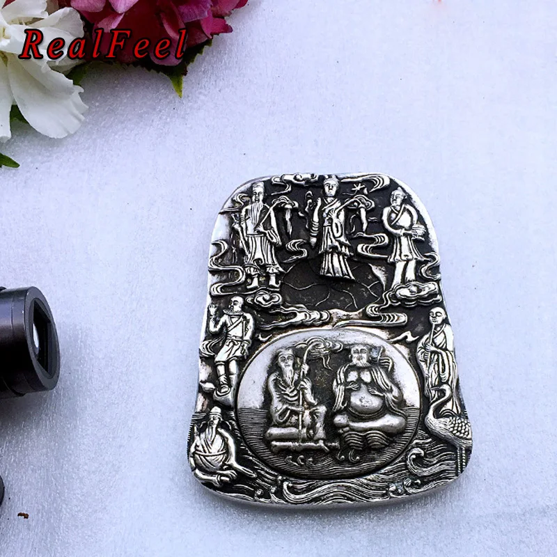 Kopen REAL FEEL 14.5x11 cm fegnshui Chinese inkt steen met deksel toespeling Acht Onsterfelijken Crossing de Zee voor kalligrafie home decor