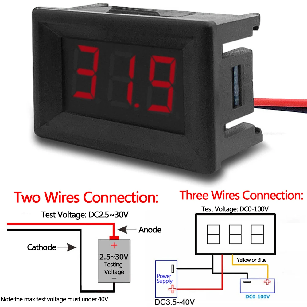 

0.36inch Mini Digital Voltmeter Ammeter DC 100V Voltmeter Current Meter Tester LED Display