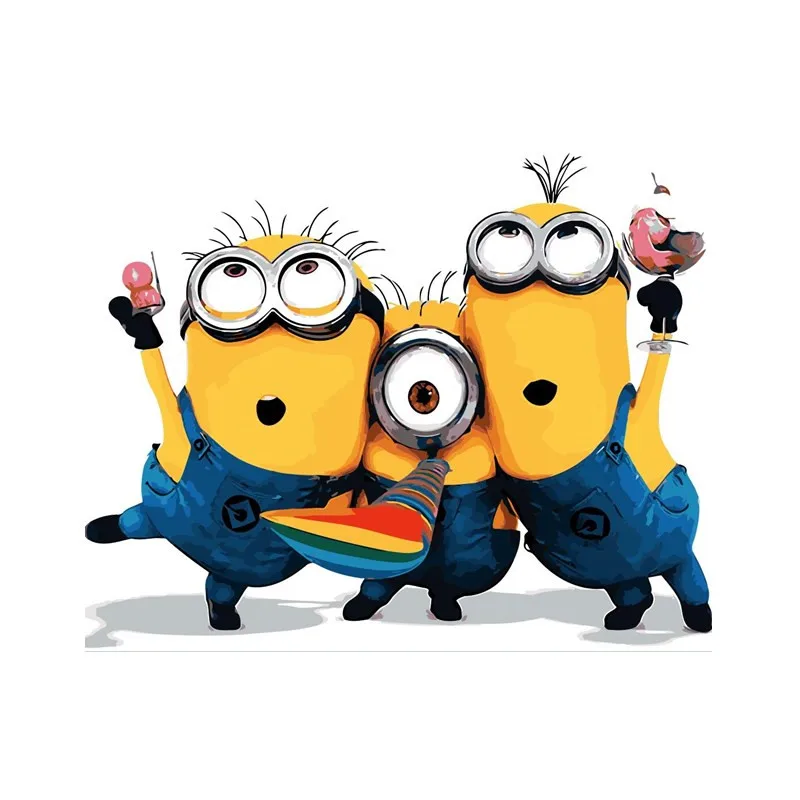 

Minions Pictures By Number On Canvas DIY HandPainted Oil Painting Coloring By Numbers Abstract good quality Poster Gift