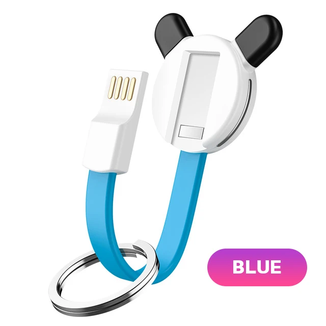 YBD Panda USB кабель для iPhone samsung Powerbank Micro usb type C кабель для huawei Xiaomi брелок аксессуар зарядный Шнур кабель - Цвет: Blue