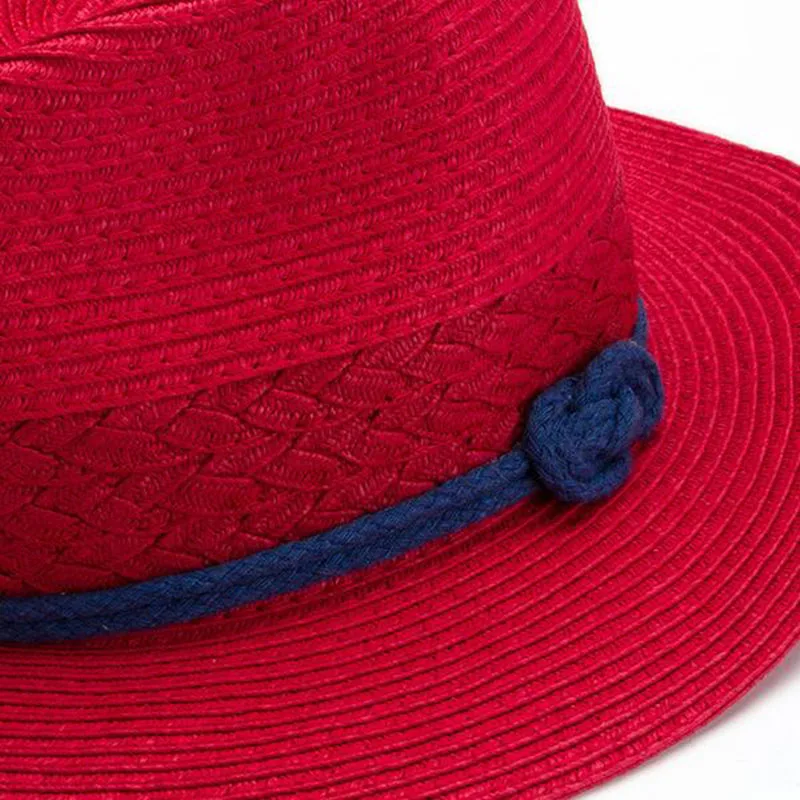 Женская летняя соломенная шляпа Sombreros классическая красная соломенный джазовая