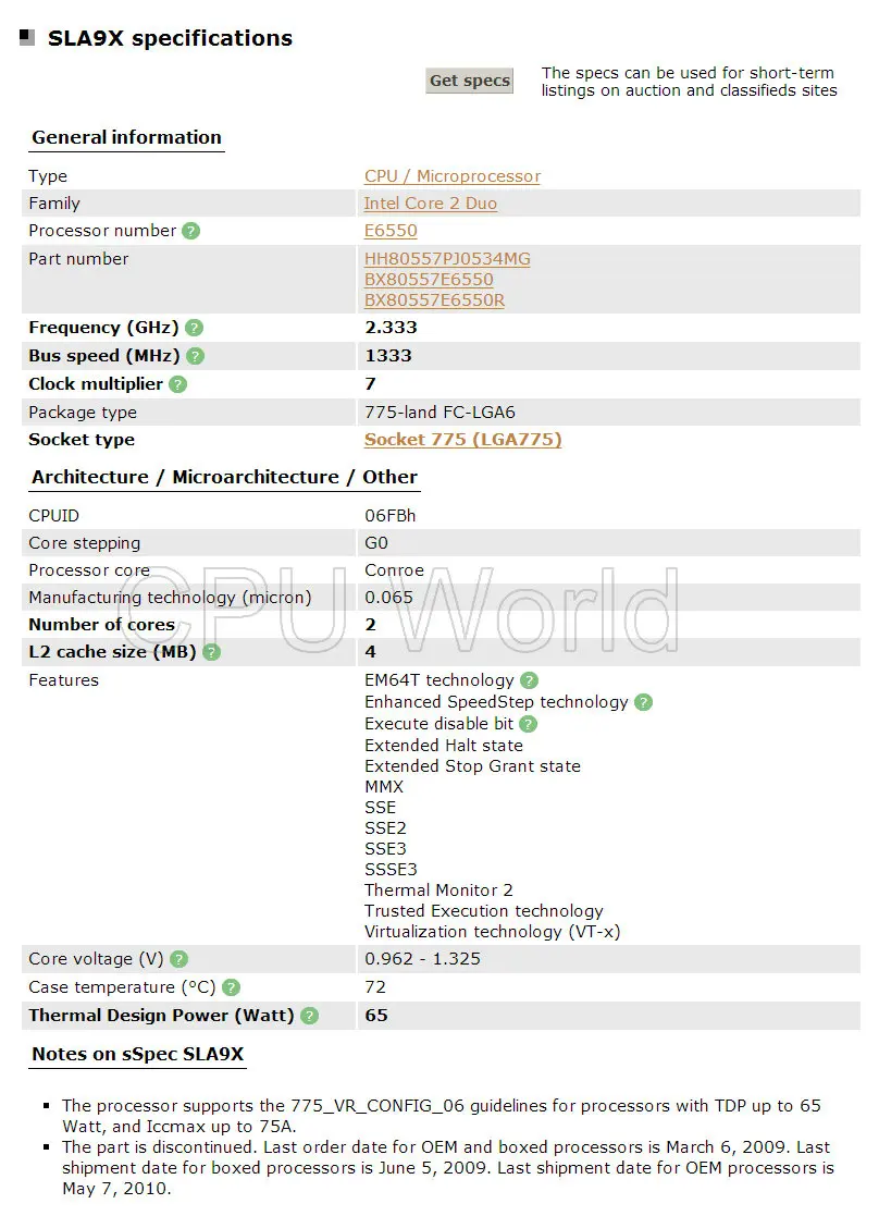 Процессор INTEL Core 2 Duo E6550 rSocket LGA 775 Pocessor(2,33 ГГц/4 м/1333 МГц) 65 Вт настольный компьютер