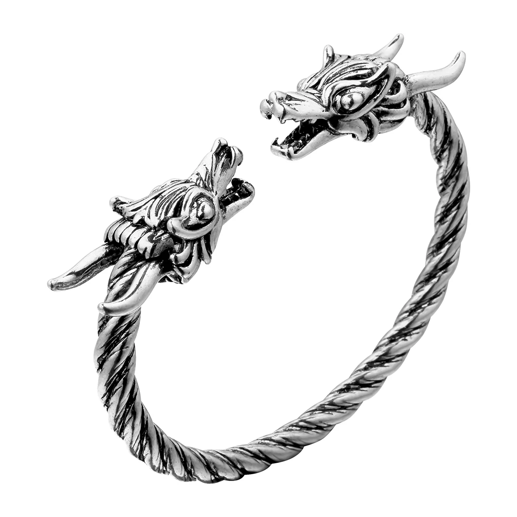 Cxwind, Винтажный Браслет-манжета для амулет викинга и браслета для мужчин и женщин, панк, животное, дракон, змеиная голова, браслеты, ювелирное изделие, много стилей - Окраска металла: Picture