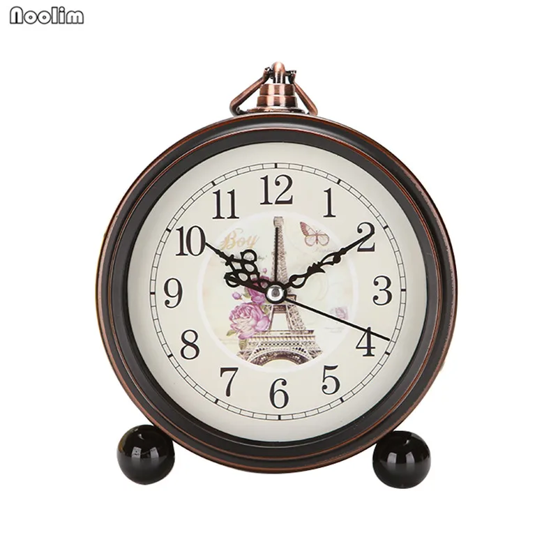 NOOLIM Европейский ретро студенческий маленький будильник креативные прикроватные часы для спальни минималистичные немые Часы Домашнее настольное украшение