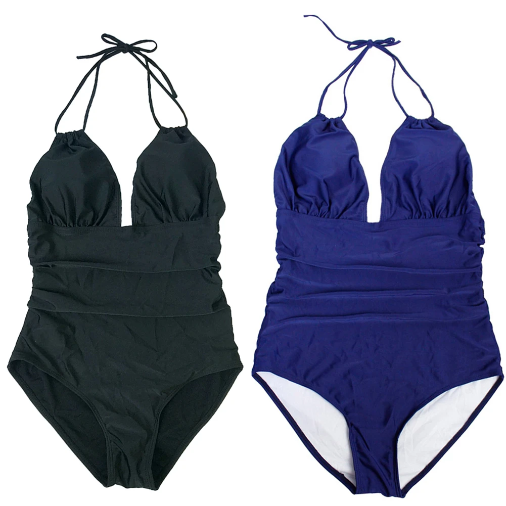 

Summer Women's One Piece Swimsuits Backless V Neck Swimwear Ruffle Bathing Suits