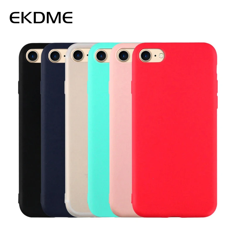 

EKDME Silicone TPU Phone Case For iPhone 6S Plus Matte Solid Color Cover Case For iPhone X 7 8 Plus Soft Candy Color Case Cover