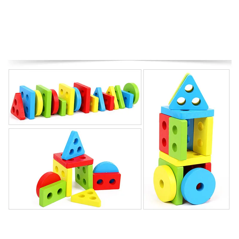 Logwood Baby Wooden Montessori education Toys geometry intelligence board teaching leaning match to - 32889552475