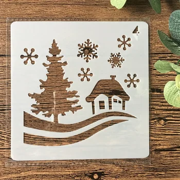 

13cm Christmas House Snow DIY Layering Stencils Painting Scrapbook Coloring Embossing Album Decorative Card Template