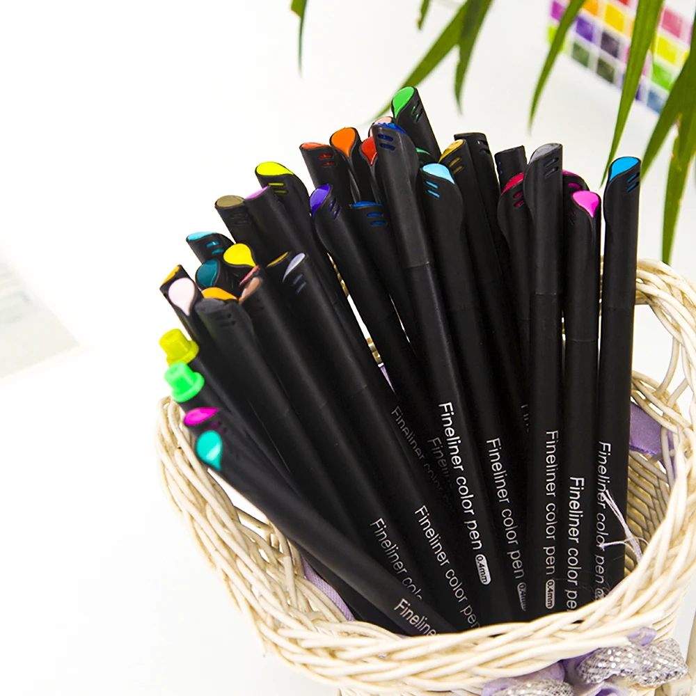 Набор цветных ручек 24 Fineliner тонкие линейные цветные ручки для рисования
