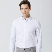 Мужская рубашка с длинным рукавом, с закрытой планкой, с контрастной полоской на воротнике, формальные деловые стандартные классические рубашки