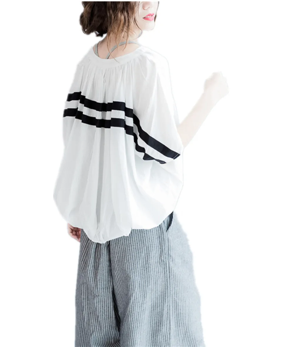 Yesno QP2 Women Casual Loose Blouse Tops 100% Cotton