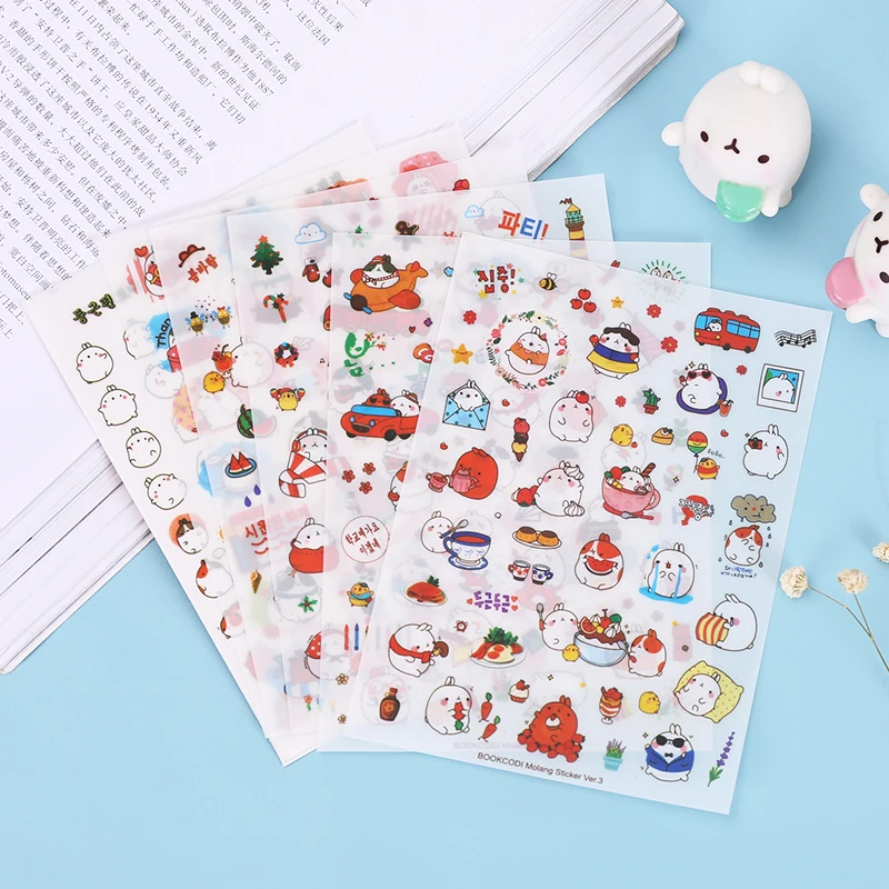 Cute Molang Rabbit Cartoon Animals Sticker Pvc Cartoon Stickers Diary Sticker Scrapbook Decoration Stationery Stickers