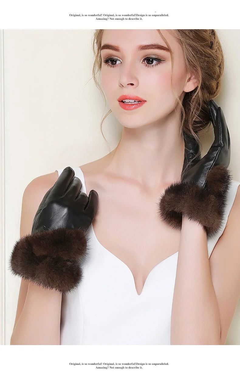 Зимние женские перчатки из меха норки, теплые перчатки и варежки из натуральной кожи, зимние женские перчатки из натуральной шерсти, Женские варежки