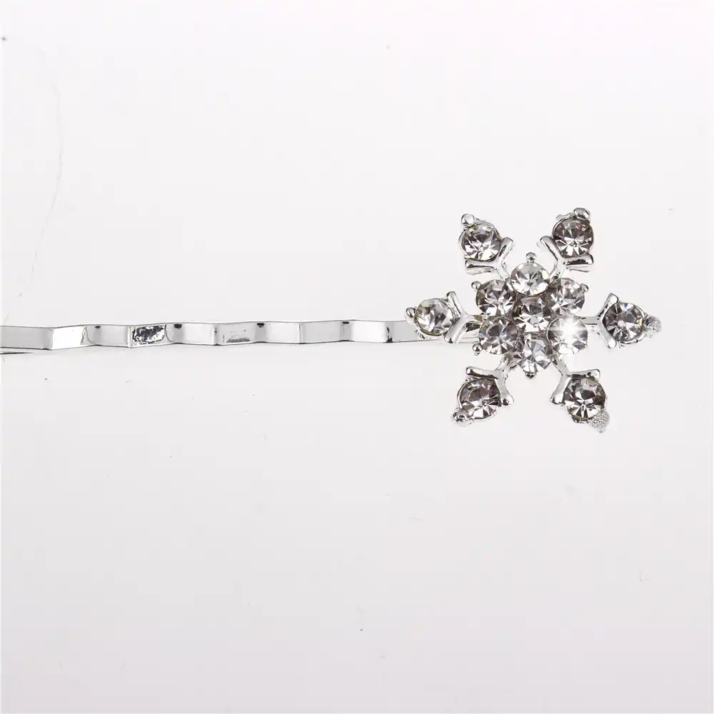 6 Pcs Bridal Prom Rhinestone Snowflake Hair Clips Bobby Pins Hairpin Barrette
