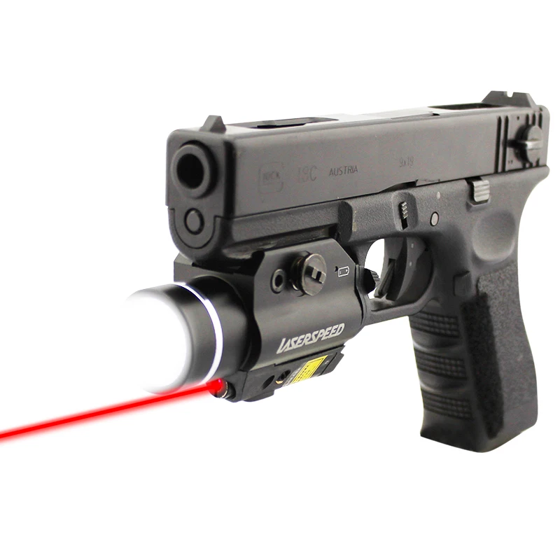 

Laserspeed LS-CL2 Tactical LED Weapon Lights Strobe With Red Laser Sight Shooting Hunting Rifle Pistol Self Defence Red Laser