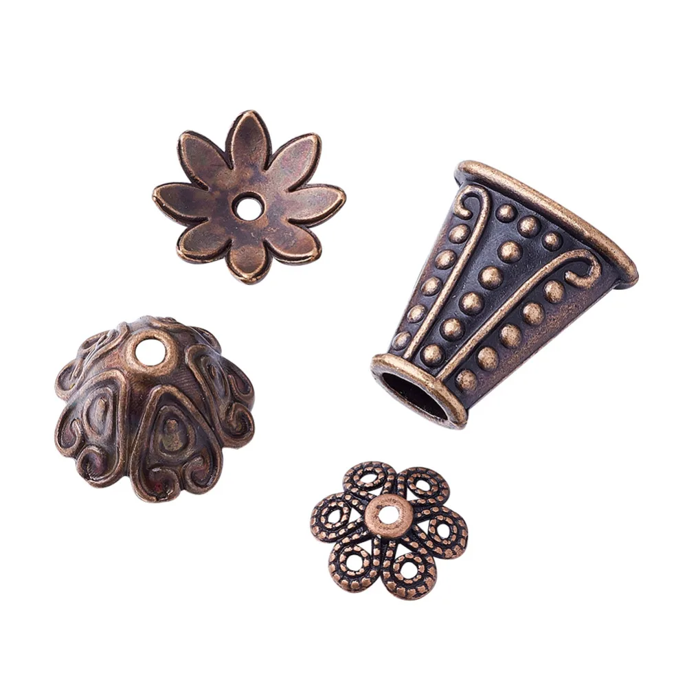 6mm Antiqued Copper Plated TIBETAN STYLE BEAD CAPS FLOWER