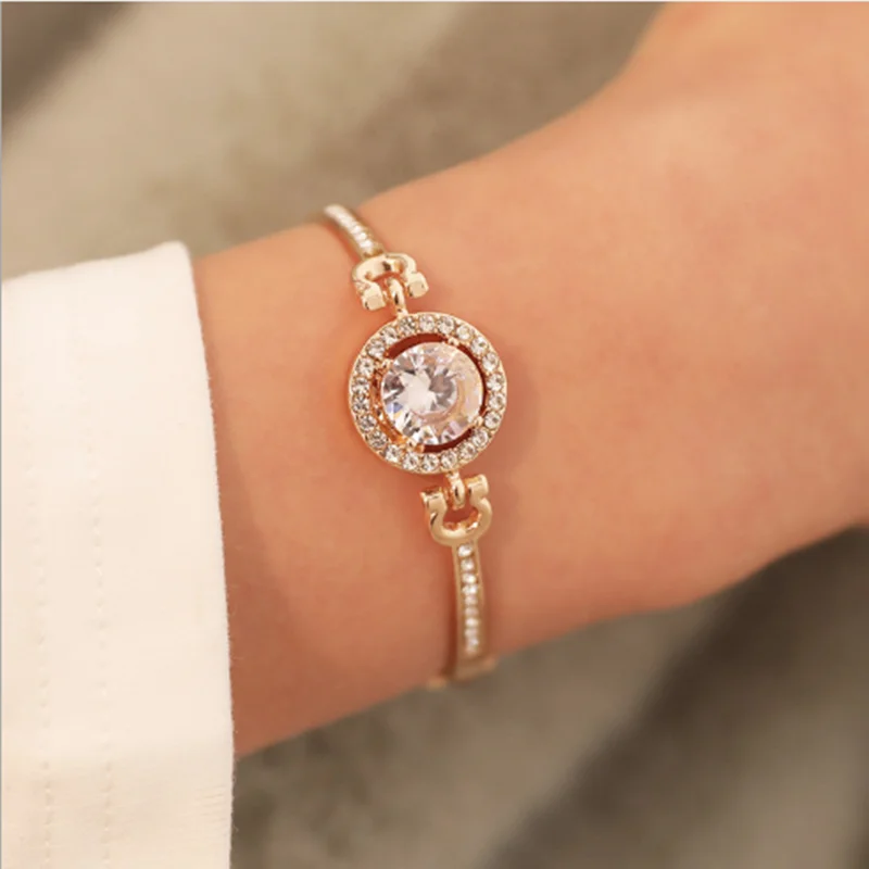 

Fashion Luxury Rhinestone Zircon Women Bangle Bracelet High Quality Rhinestone Charm Bracelet for Girls Gift
