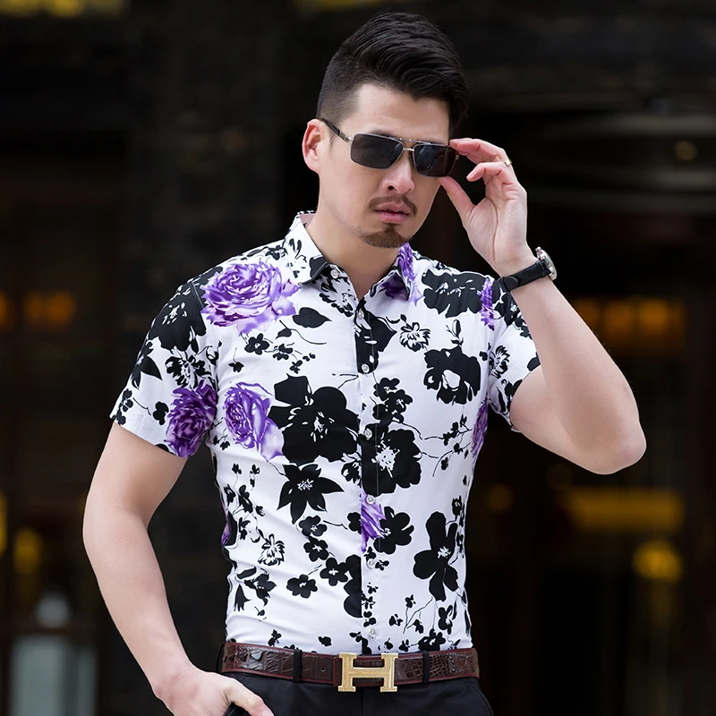 Quality Brand New Shirt Men 2018 Summer Slim Fit Short