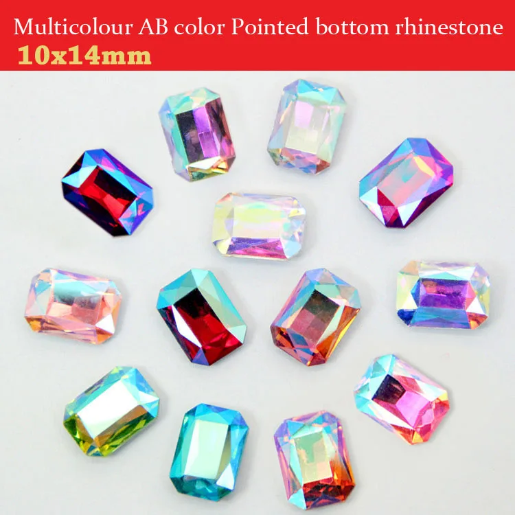 

10x14mm 50pcs/pack Rectangle shaped crystal glass Pointback loose Rhinestones,diy/nail art/clothing accessories
