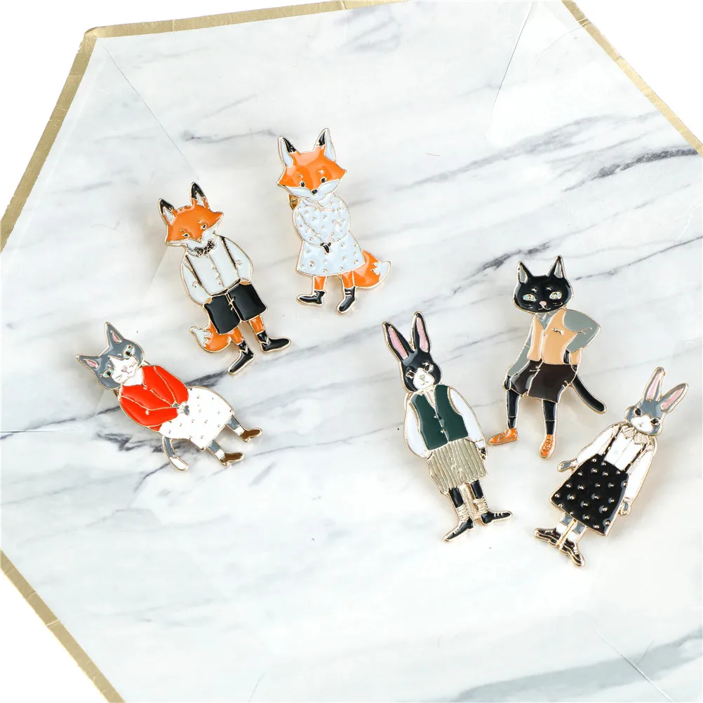 

Wholesale Cartoon Cute Cats Rabbits Foxes Metal Brooch Pins,Fashion Jewelry