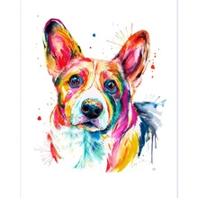 Круглая Алмазная вышивка Цветная собака корги Алмазная Картина Набор для вышивки крестом милый питомец Круглая Мозаика крафт-головоломка