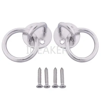

2PCS Stainless Steel M8 Round Sail Shade Pad Eye Plate U-shaped Hook Ring Welded