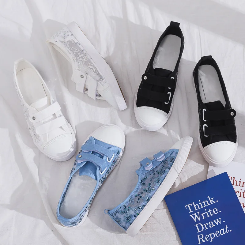 

2019 autumn new fashion simple solid color flat shoes women trend comfortable bud silk mesh breathable casual shoes