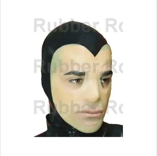 Sexy-Black-Brwon-Mixed-Latex-Hood-Mask-Fetish-Open-Eeys-Mouth-with-Back-Zipper-1