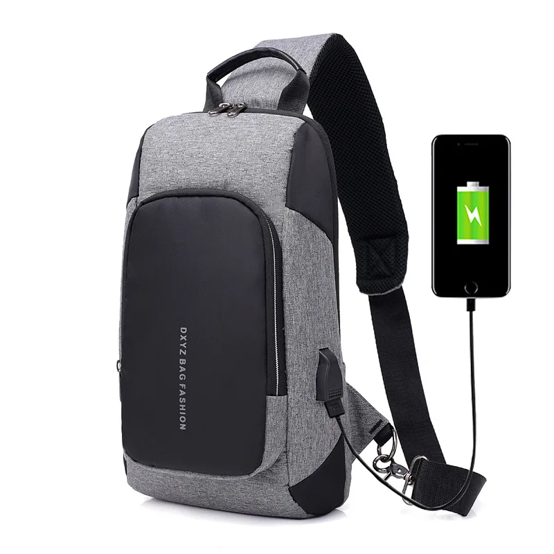 Bolsos Mujer New Arrival Canvas Mens Shoulder Chest Bag Male Usb Charging Crossbody Messenger Bags School bag For Teenager