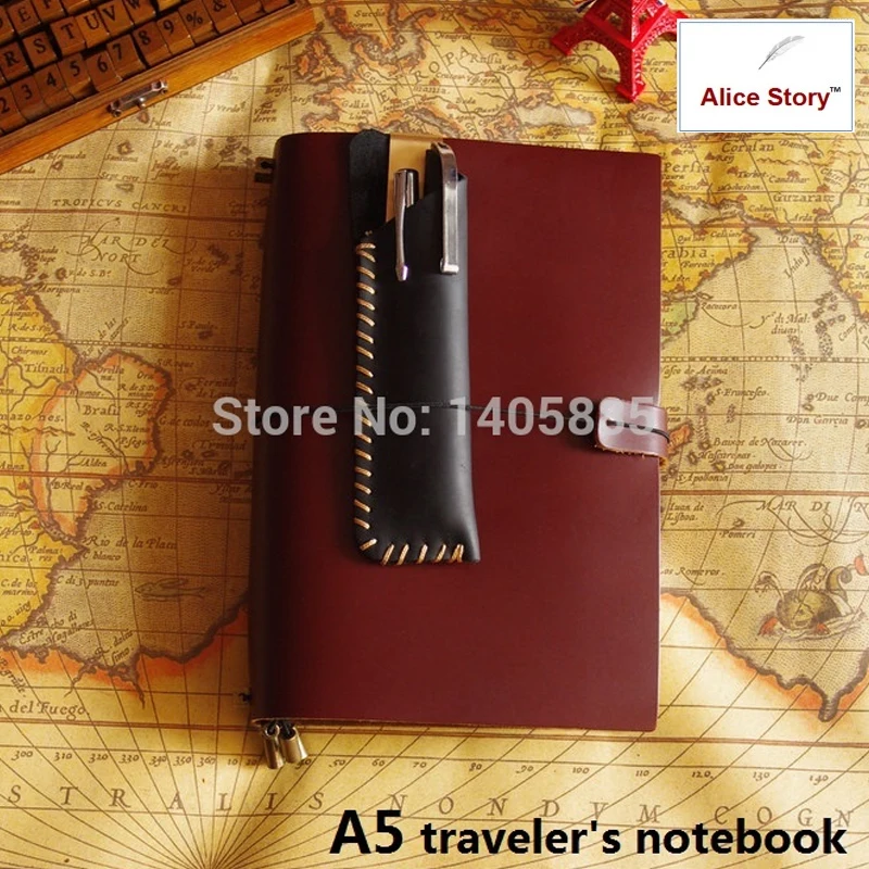 A5 Vintage Genuine Leather Traveler Notebook(wide) Cowhide diary loose