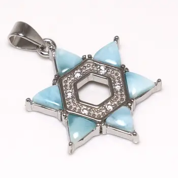 

New Design 100% 925 Sterling Silver Pendants Fine Larimar Pendant Charms with Natural Larimar Pendant without Chain for Girls
