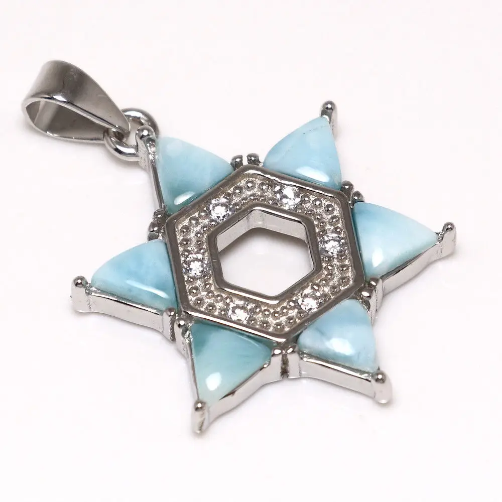 Encantos com Natural Pingente sem Corrente para Meninas Novo Design Prata Esterlina Pingentes Fino Larimar Pingente 100% 925