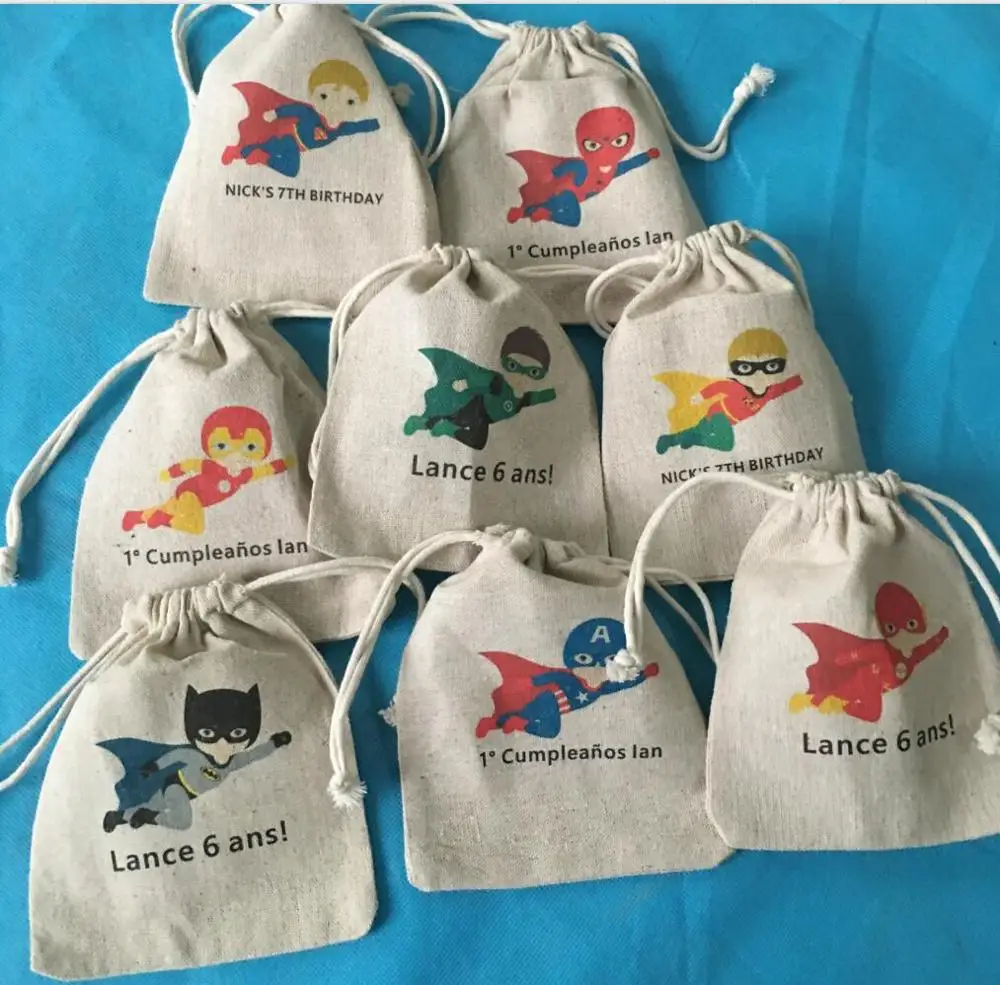Индивидуальные подарки для девочек с супергероями-любимые пакеты на день рождения-вечерние сумки для мальчиков-Детские Сумки на день рождения любимые пакеты