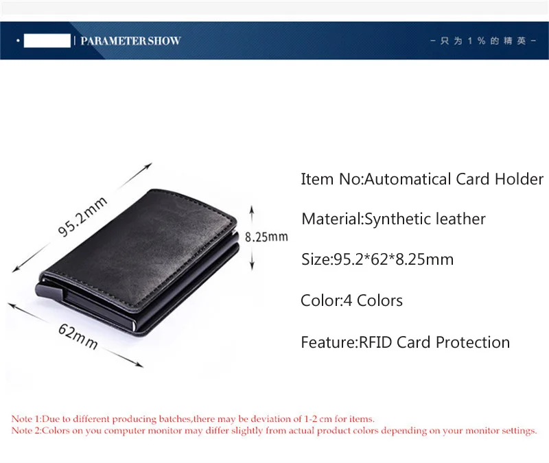 RFID блокирующий металлический ID кредитный держатель для карт, зажим для денег, мини мужской кошелек, бизнес Алюминиевый Автоматический чехол для банковских карт