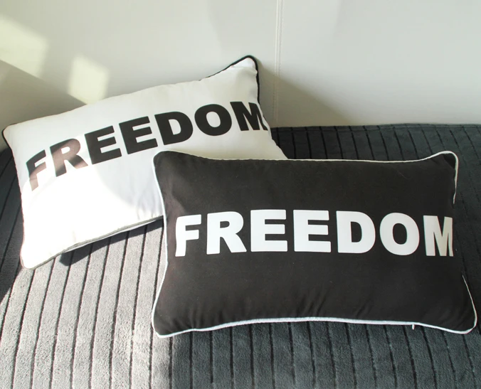Freedom Cushion Cover Black and white Pillow Case Minimalist Soft Throw Pillow Cover Home