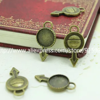 

Sweet Bell 50pcs/lot Vintage Bronze Round Metal Alloy Cameo Cabochon Pendant Setting 12mm Jewelry Blanks 7B1178