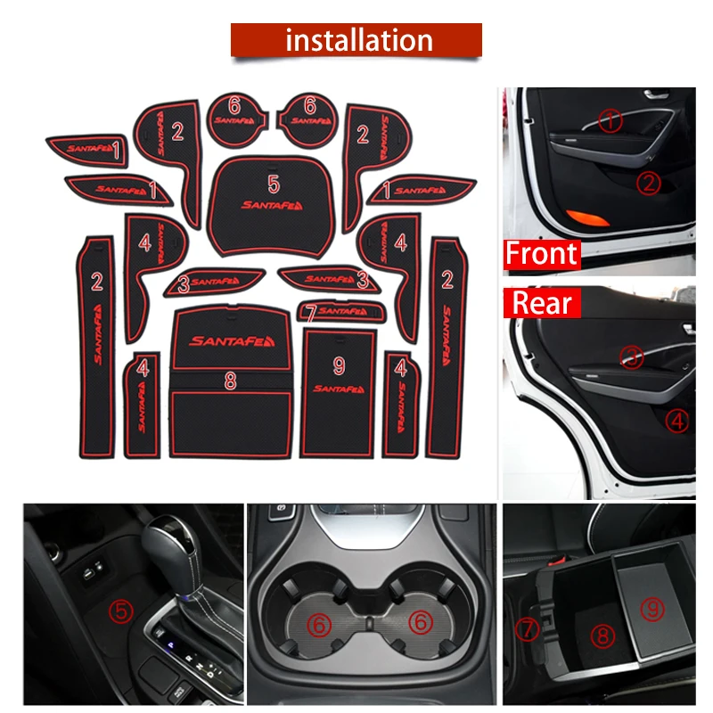 19x для hyundai Santa Fe IX45 2013- Non-Slip Противоскользящий резиновый колпачок держатель Стикеры Гейт игровой коврик автомобиля Салонные подложки для укладки волос