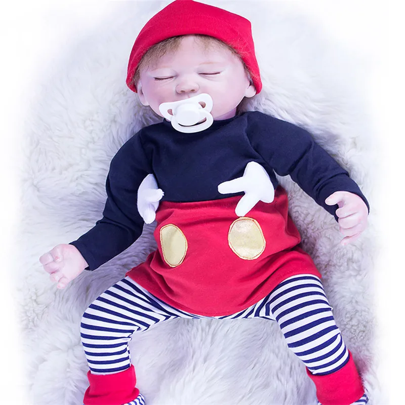 

19 inch 47 cm Silicone baby reborn dolls, lifelike doll reborn Fashionable and lovely clothe sleeping baby birthday gift
