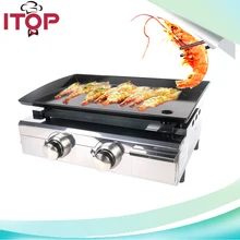 ITOP SP-5 Gas Cooking Surface Camping 2 Steel Burner Barbecue Grill