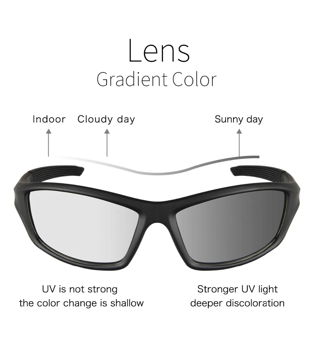 Queshark Photochromic Cycling Eyewear Bicycle Bike Glasses Outdoor Sport MTB Bicycle Bike Sunglasses Goggles Bike Racing Glasses -